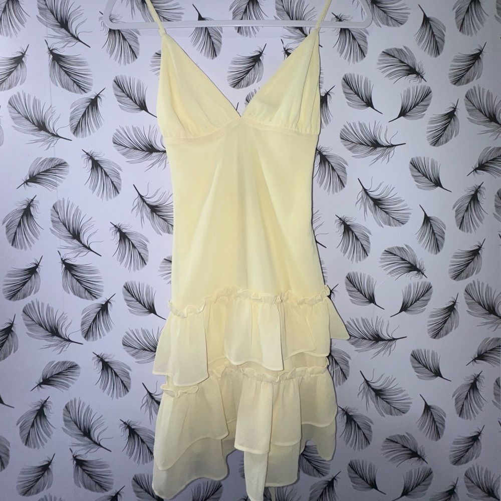 Yellow lulus ruffle dress